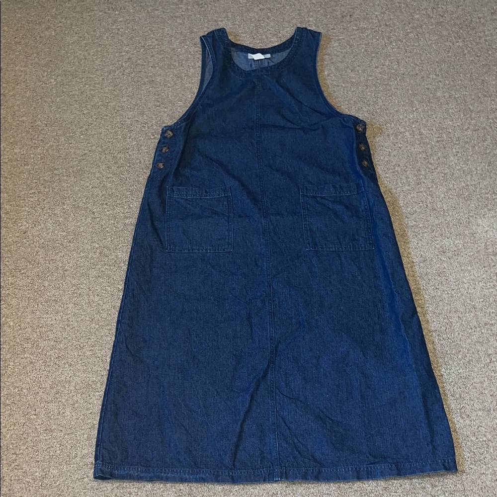 Vintage Charles Keath Dark Denim Overall Jumper Dress Size Medium
